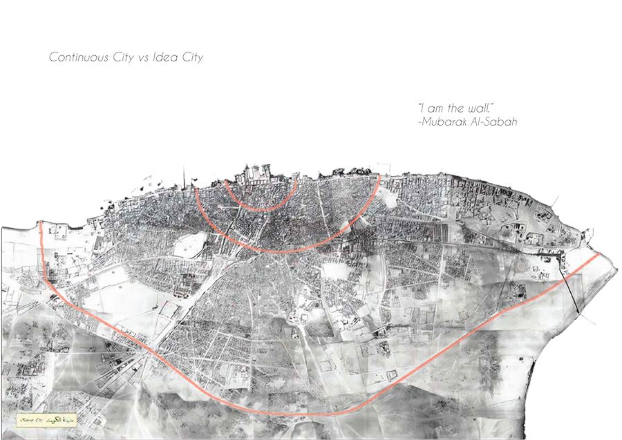Diagram of the wall's trajectory across Kuwait City