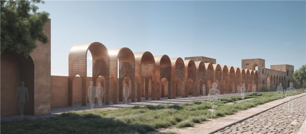 The Aurelian Wall galleria reinstated as a corten arcade
