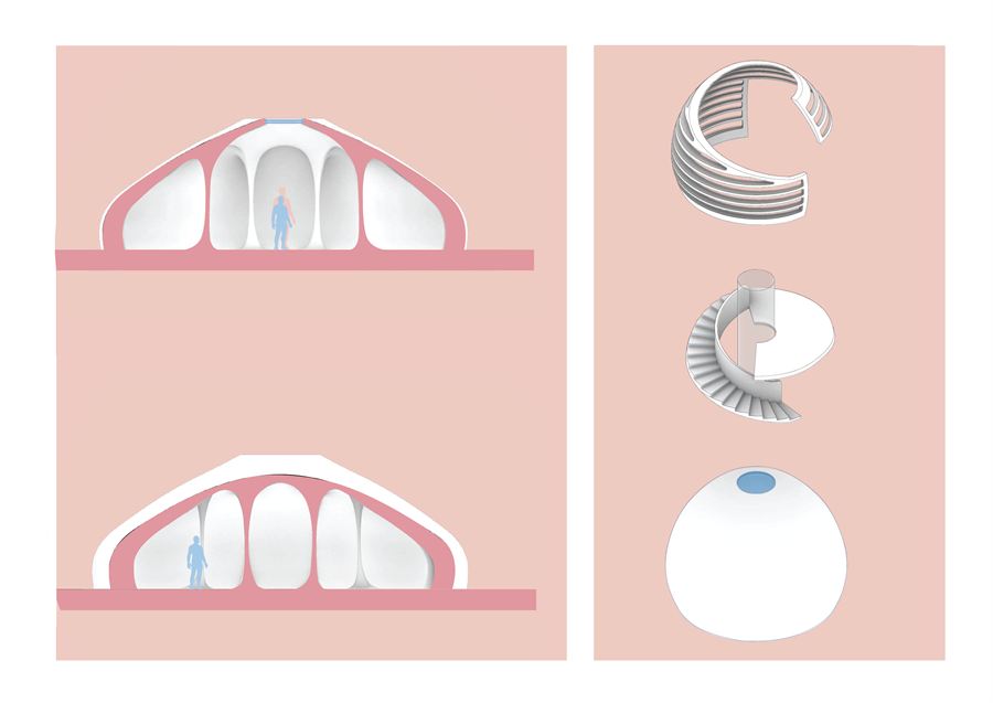 Diagrams explaining the dome geometry and assembly