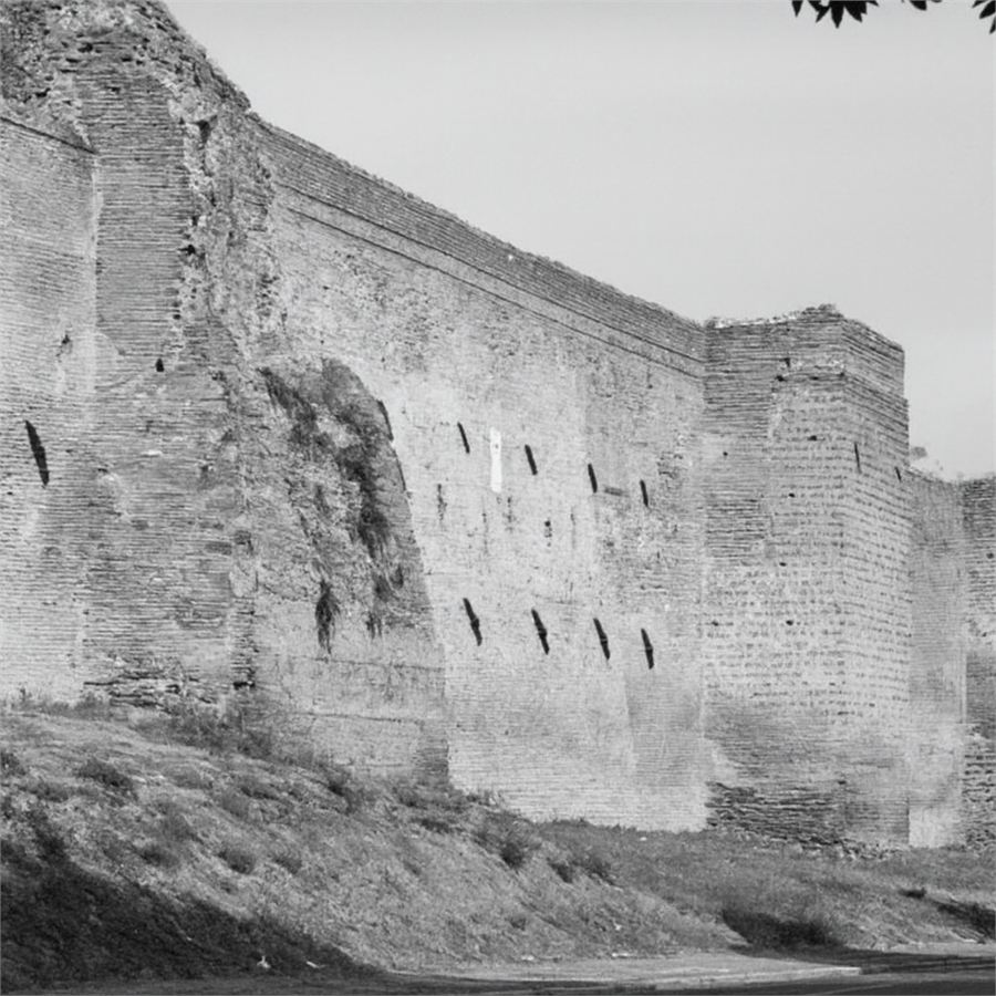 Photograph of the Aurelian Wall showing the collapsed upper galleria
