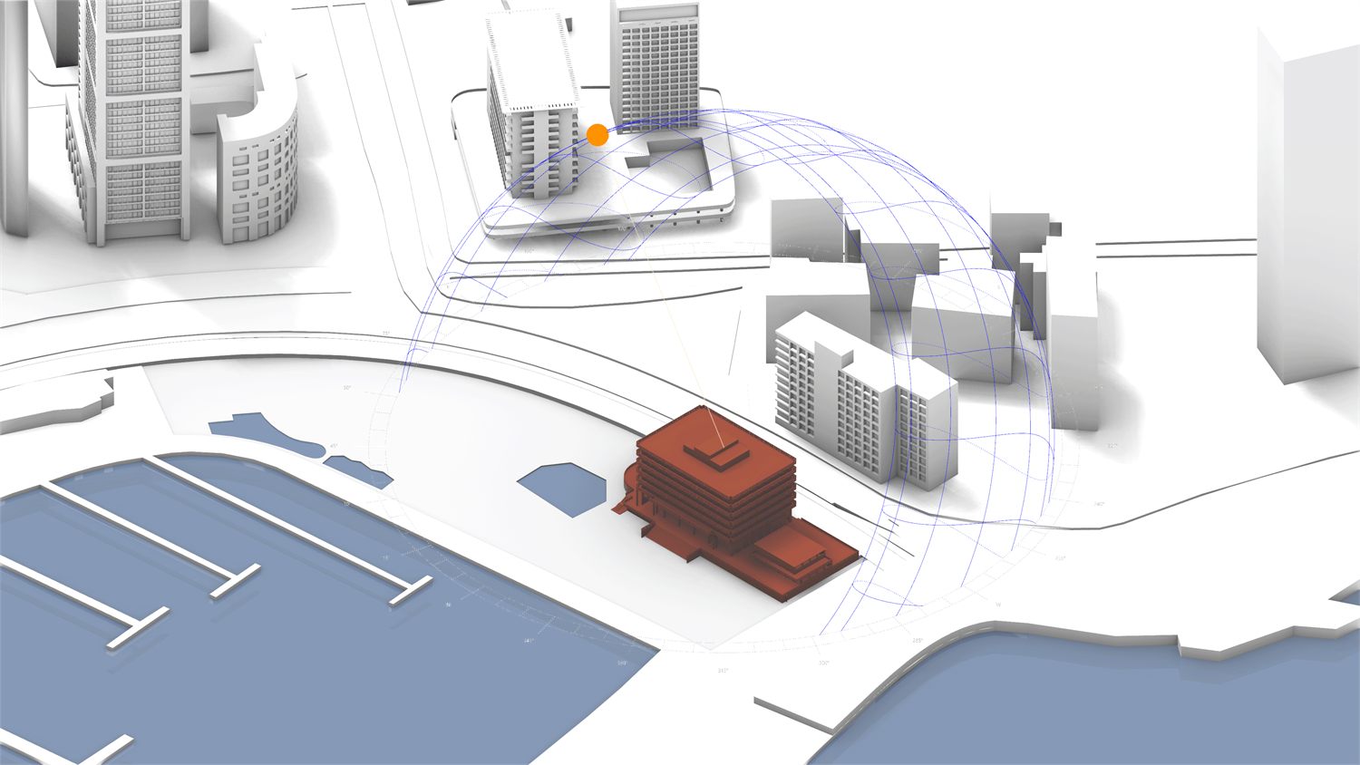 Sun path study across the site through the day