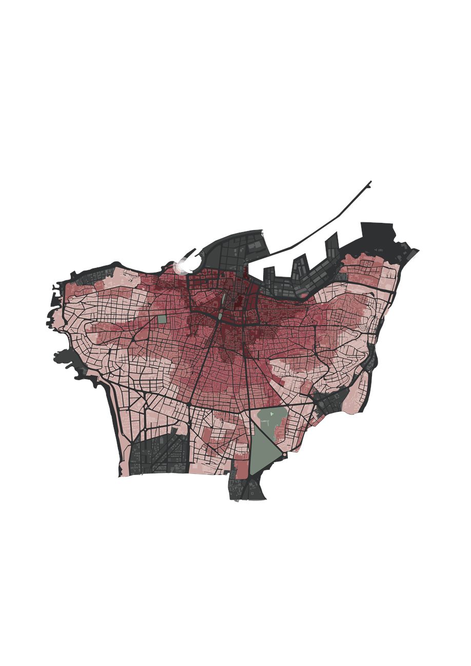 Figure-ground of Beirut's urban expansion, final stage