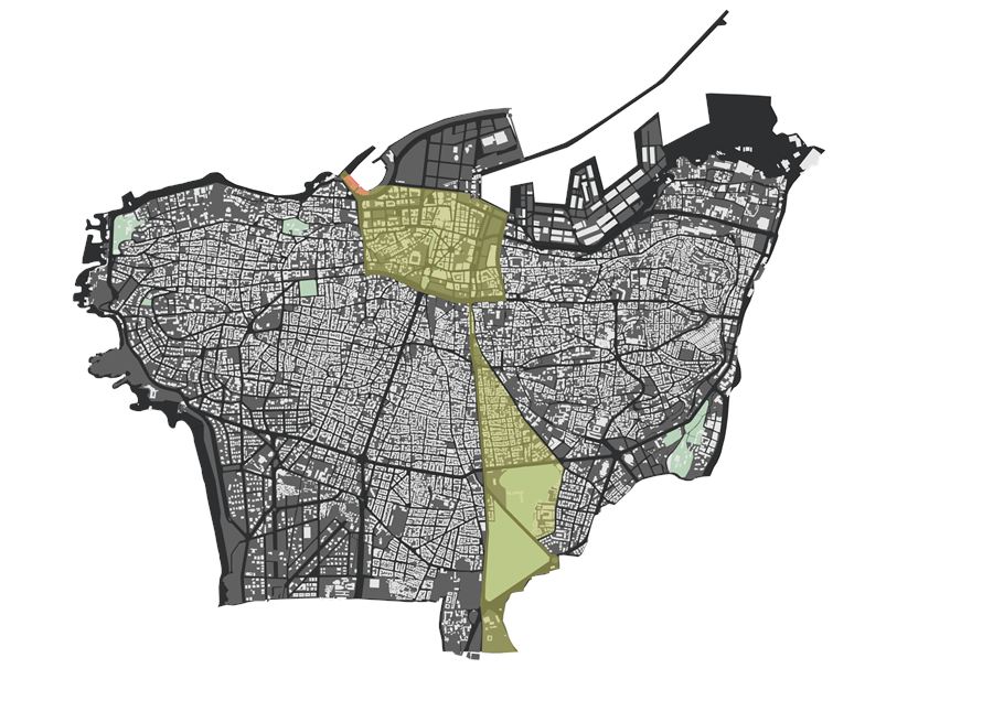 Documentation of the Battle of the Hotels and the green line dividing east and west Beirut